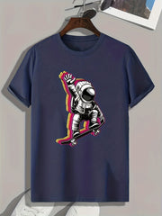 Astronaut Print Men's Graphic T-shirt for Summer