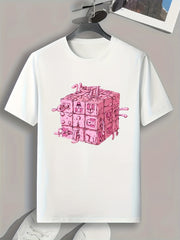 Cube Print Men's Graphic T shirt Casual Comfy Tees For Summer