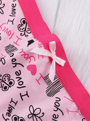 6 Pack Plus Size Panties Set Women's Plus Butterfly & Heart Print Briefs