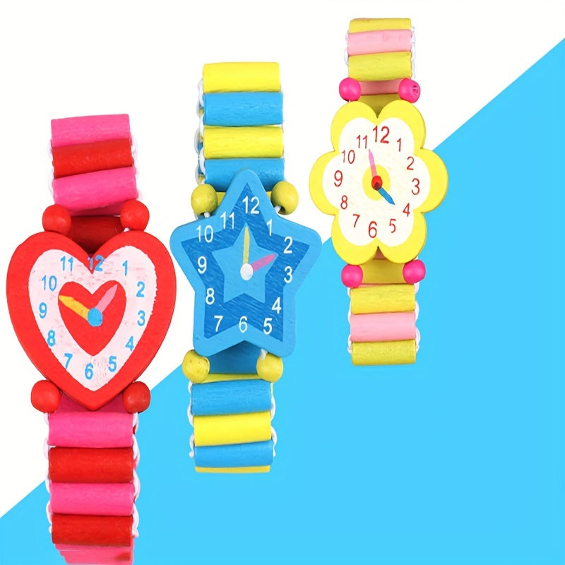 Cartoon Elastic Wooden Watch Wristbands - School Award Prize Gift