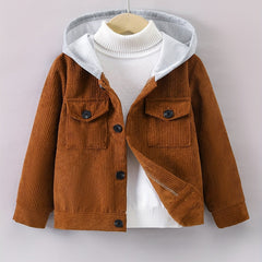 Boys Button Down Hoodie Jacket Kids Spring Fall