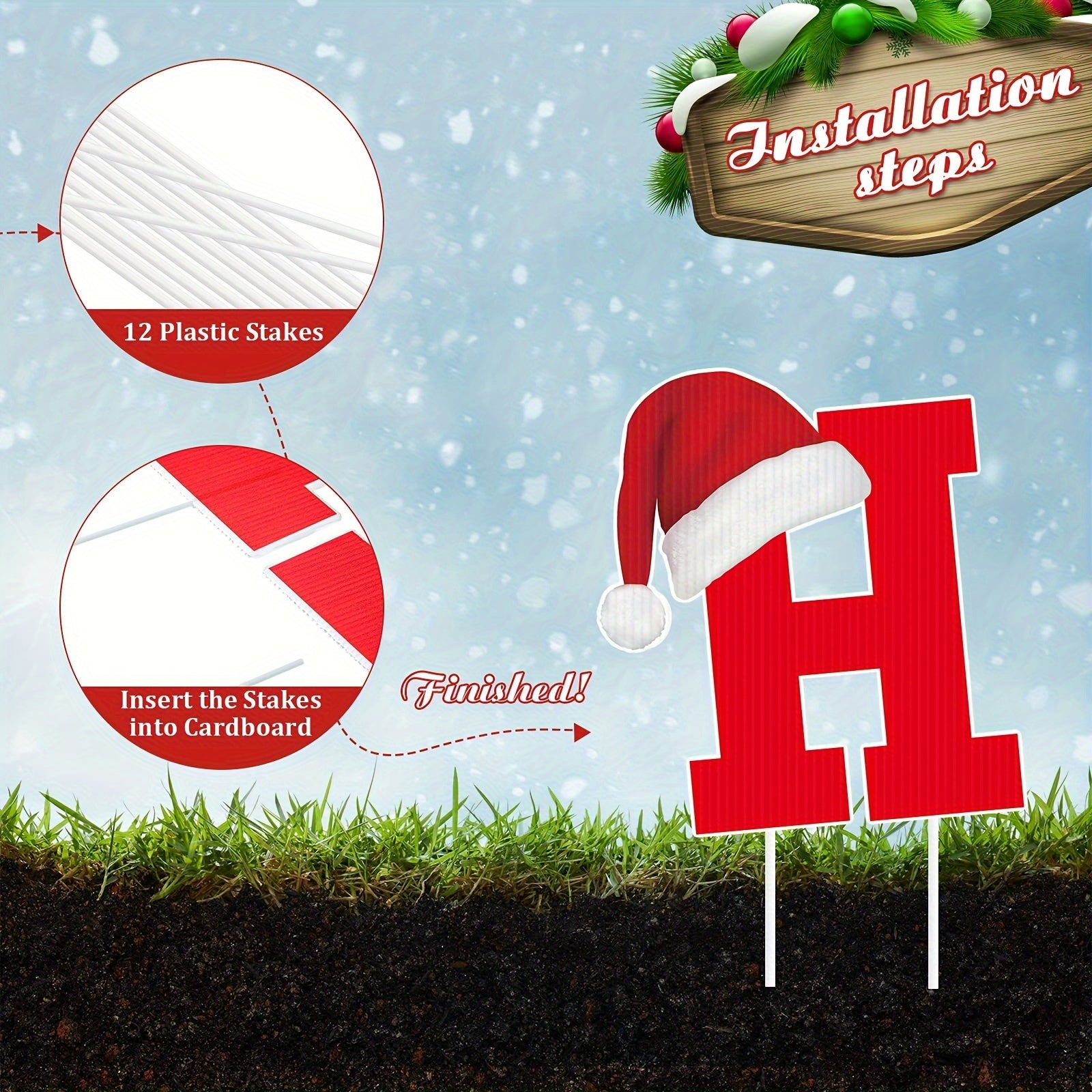 6PC Christmas HOHOHO Yard Sign Xmas Decor