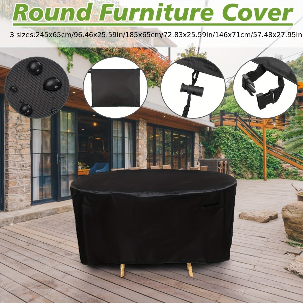 Waterproof Round Patio Table & Chair Set Cover