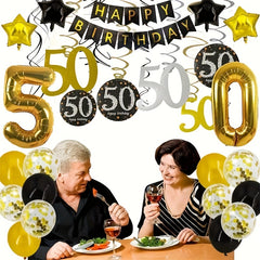 6pcs Gold Silver Hanging Swirls for 50th Birthday Decorations