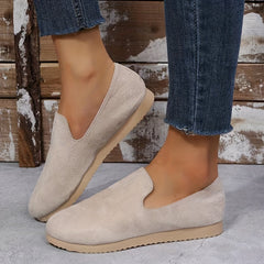 Women's Round Toe Slip On Micro Suede Shoes