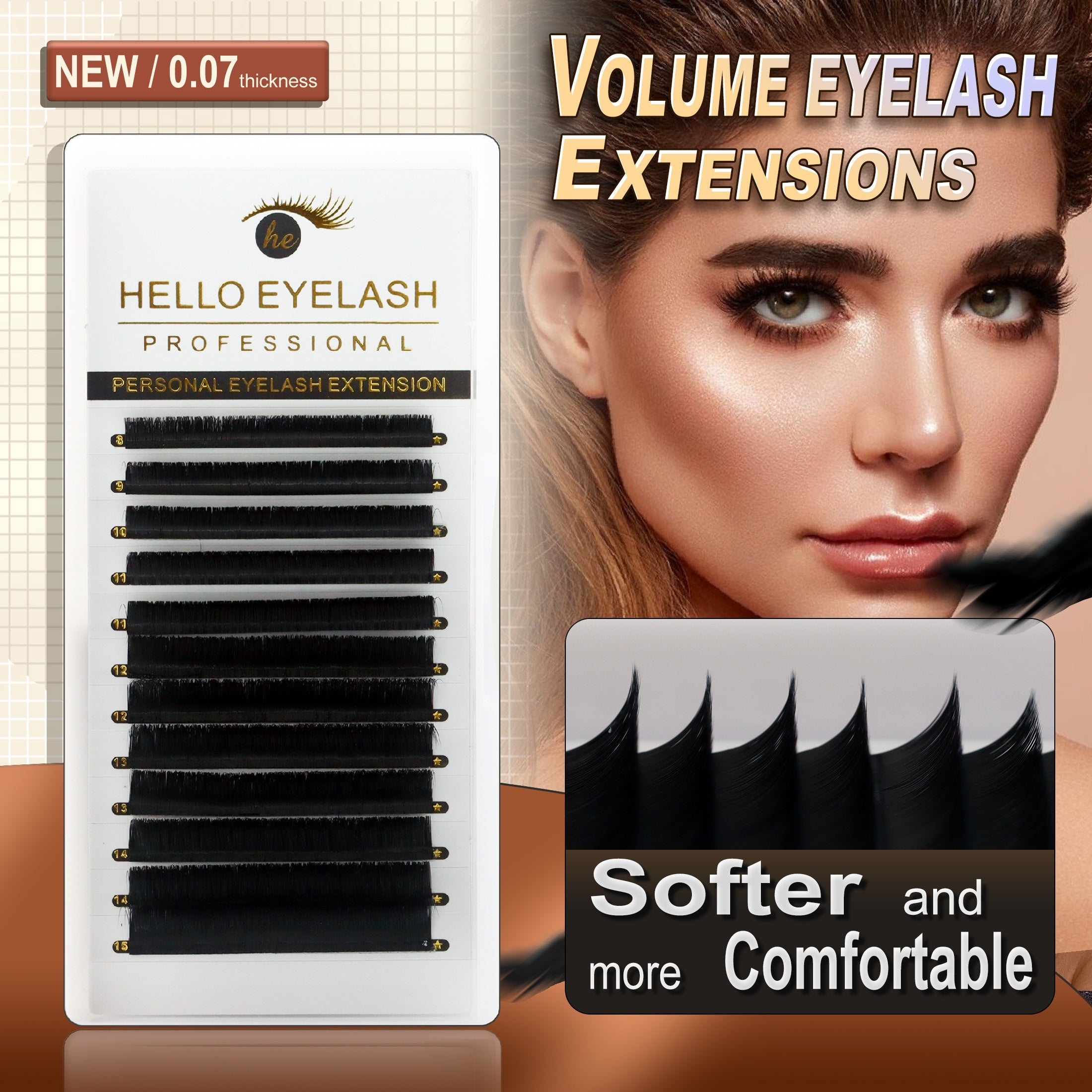 Volume Cashmere Silk Eyelash Extensions 0.07 C CC D DD 8-15mm Mixed Pack