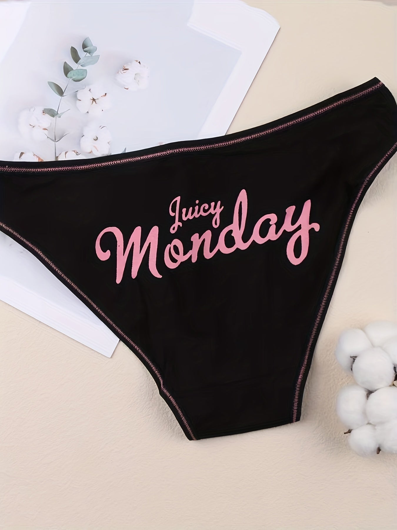 7pcs Letter Print Briefs Stretchy Intimates Panties Lingerie & Underwear