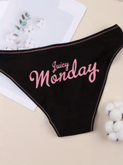 7pcs Letter Print Briefs Stretchy Intimates Panties Lingerie & Underwear