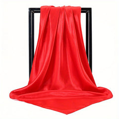 Solid Satin Bandana Large Square Scarf Hijab Women Head Wraps Casual Turban