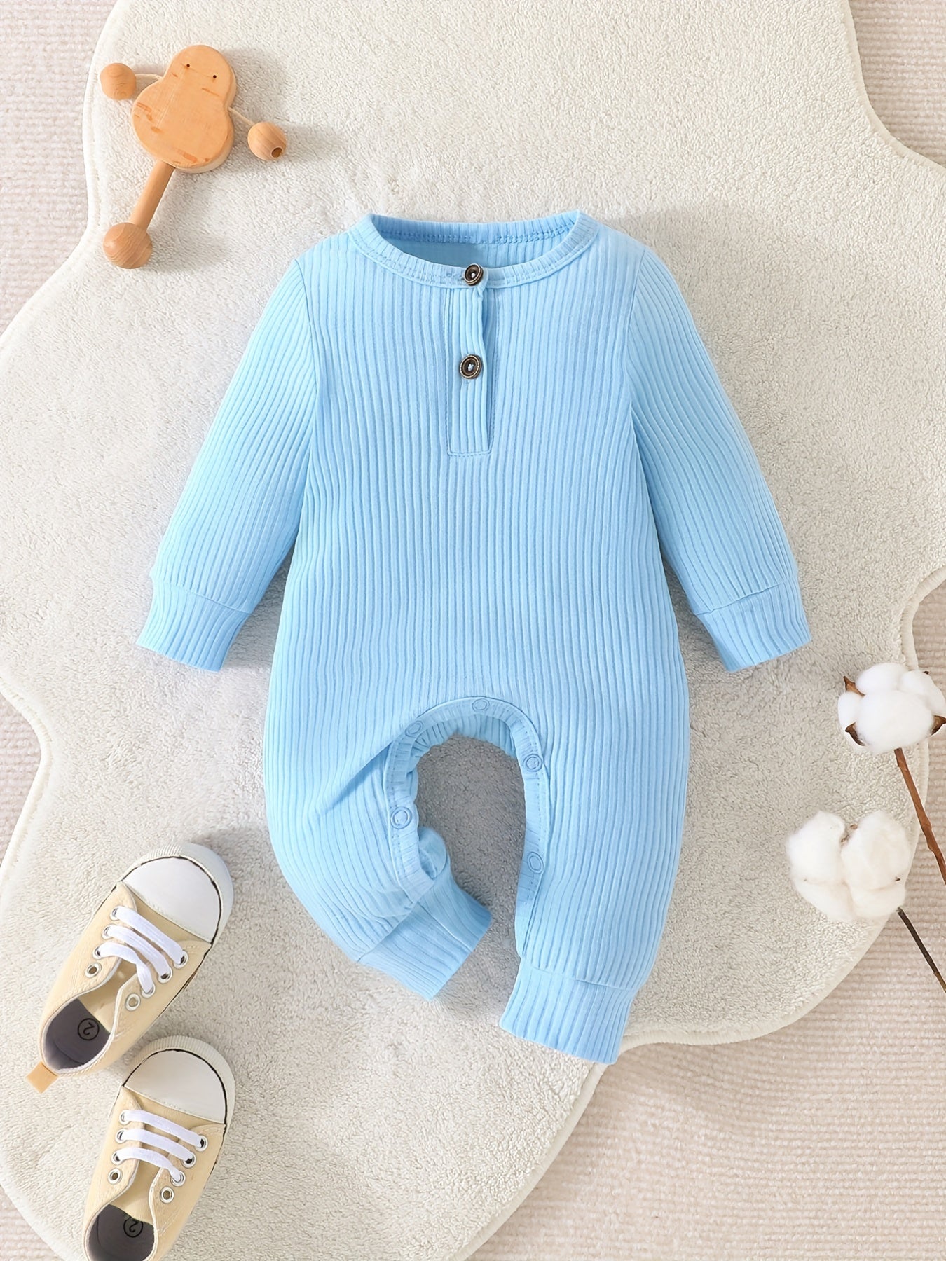 Newborn Baby Ribbed Romper Infant Cotton Long Sleeve Bodysuit