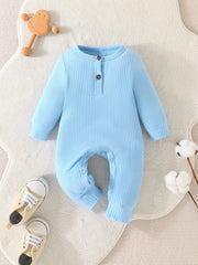 Newborn Baby Ribbed Romper Infant Cotton Long Sleeve Bodysuit