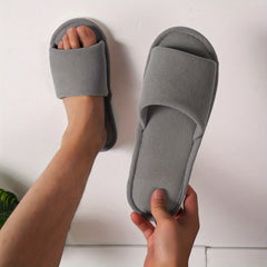 Plush Cozy House Slippers Anti-skid Open Toe Slip-on Shoes