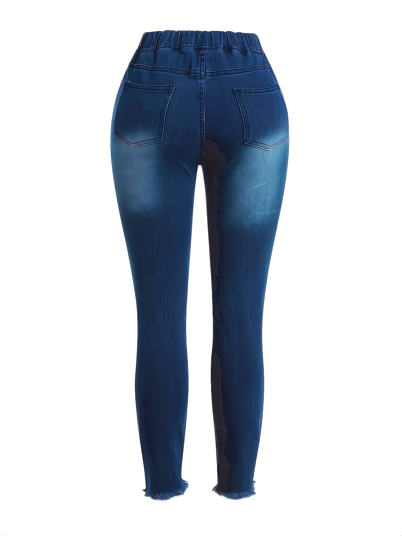 Ripped Elastic High Rise Skinny Jeans