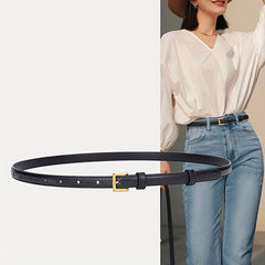 Women's Leather Thin Belt Solid Dress Coat Waistband Casual Belts
