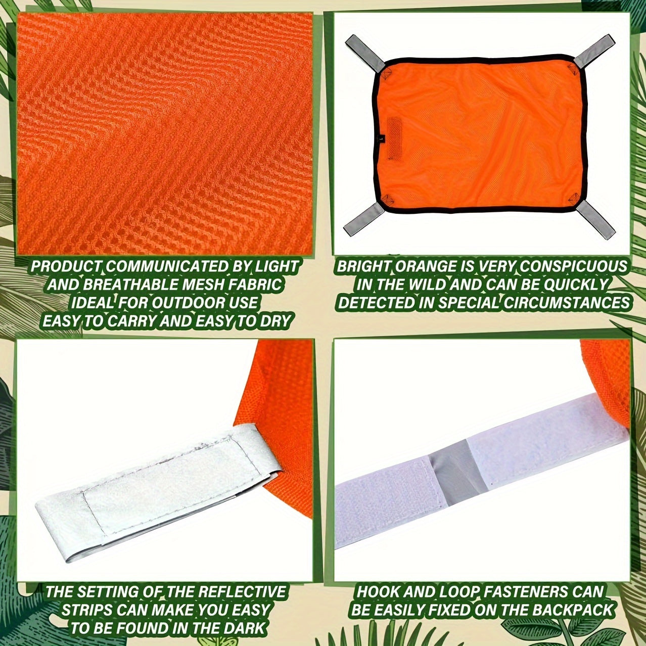 Orange Mesh Safety Panel w/ Reflective Strips - High Visibility Outdoors Safety