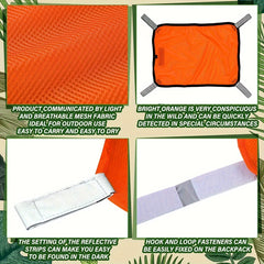 Orange Mesh Safety Panel w/ Reflective Strips - High Visibility Outdoors Safety