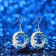 Funky Silver Phoenix Round Earrings for Men Women