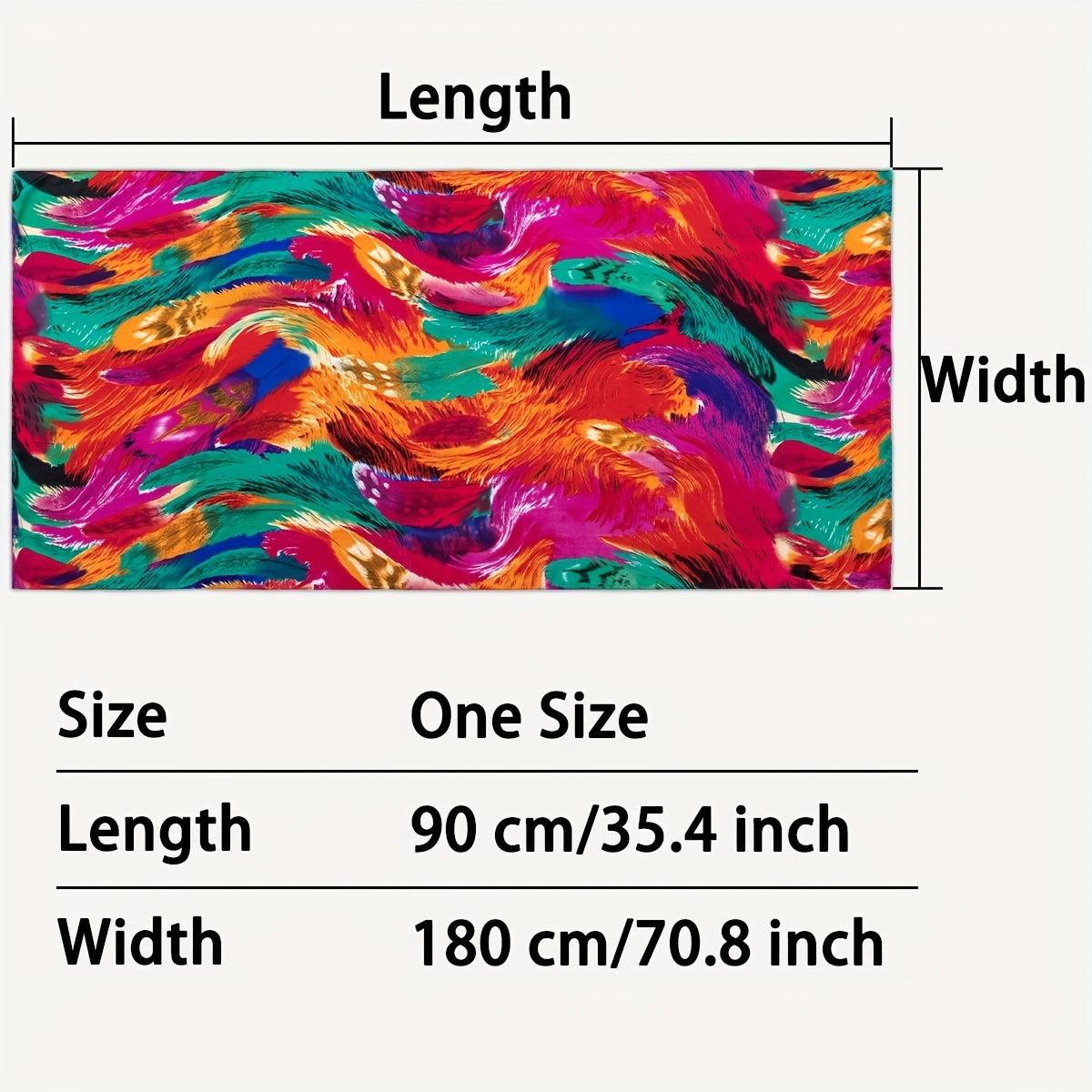 Women Colorful Feathers Print Oblong Scarf Multicolored Head Wrap Silky Shawl