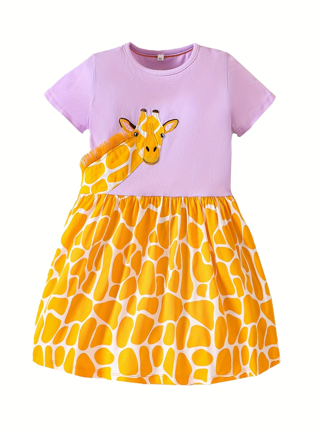 Girls Giraffe Graphic Casual Dress Soft & Comfortable