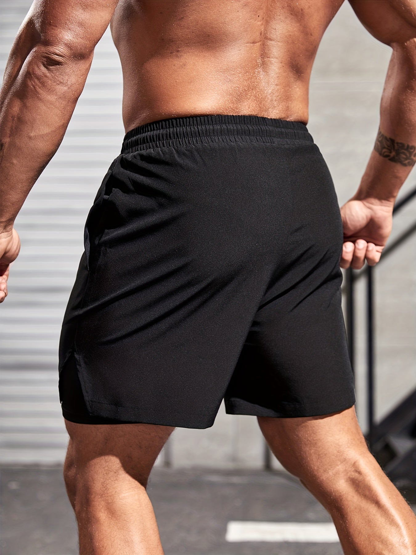 Men's Double Layer Sport Shorts with Drawstring
