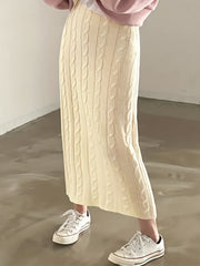 Textured Knitted Skirt Casual Slim Solid Women's Clothing