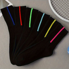 6 Pairs Striped Crew Socks Women's Stockings
