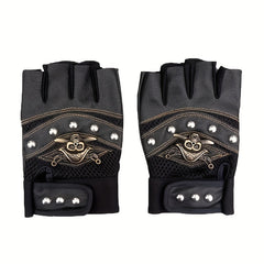 Leather Pirate Gloves Half Finger Cycling Sports Gloves