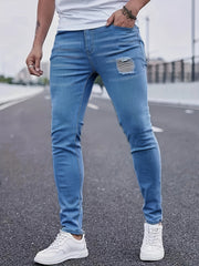 Men's Slim Fit Ripped Jeans High Stretch Denim Pants