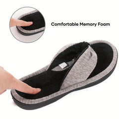 Women's Plush Lined Flip Flops Soft Memory Foam Slides
