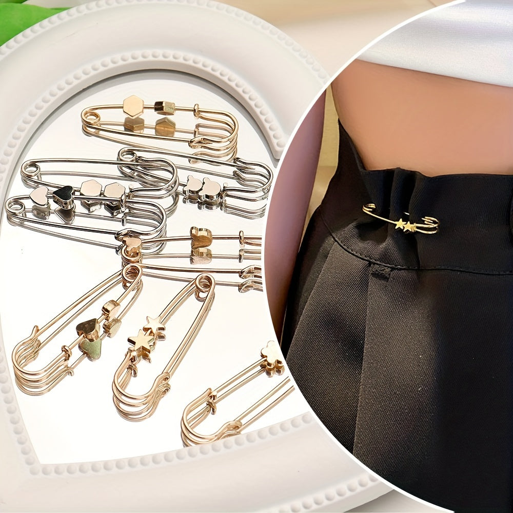 Metal Star Flower Brooch Waist Pins for Women