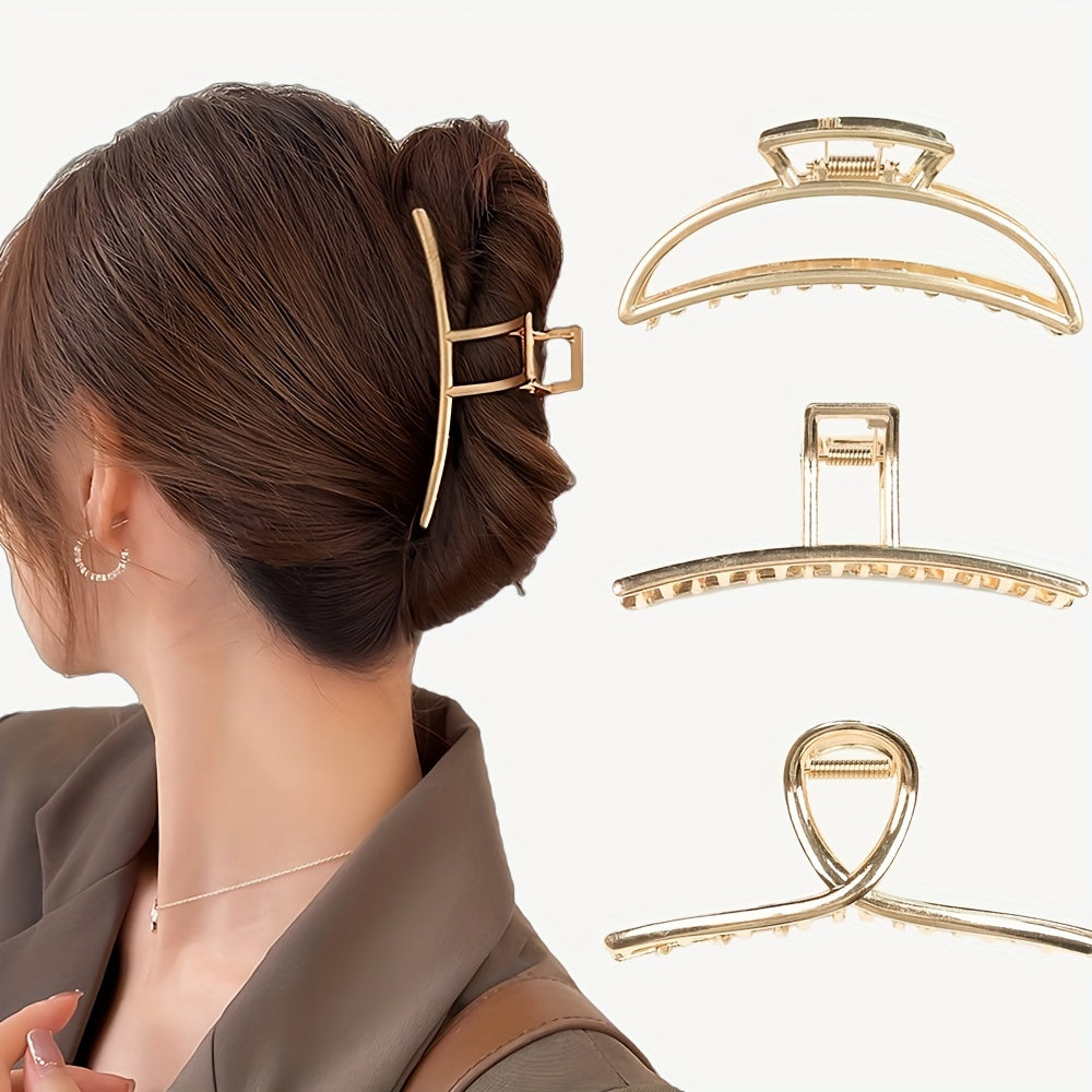 3pcs Metal Moon Shaped Hair Clip Claw Clips Headwear For Girls