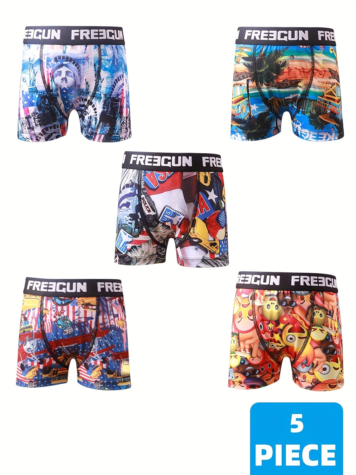 5pcs Boys Cartoon Tape Boxer Briefs Soft Underwear
