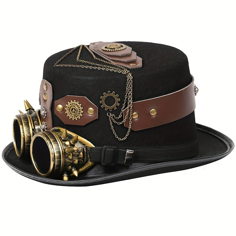 Steampunk Hats with Goggles PU Leather Men's Hat