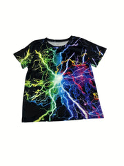 Unisex Lightning Print T-Shirt 3D Digital Print for Summer