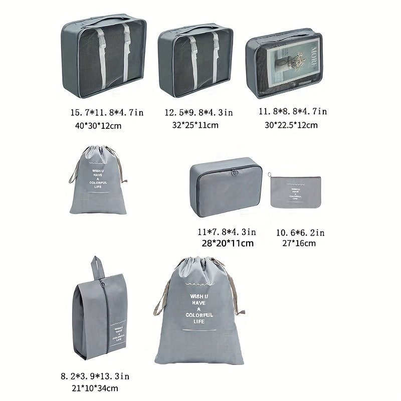 8 Pcs Travel Luggage Bag Sets - Versatile Storage Bags