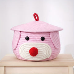 Bear Round Basket Cotton Rope Baskets Living Room Woven Basket Bedroom Storage