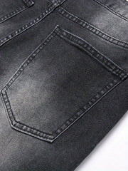 Men's Ripped Denim Shorts High Stretch Distressed Street Style