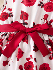 Sweet Rose Floral Tank Dress Girls Romantic Sleeveless A Line Casual Party Valen