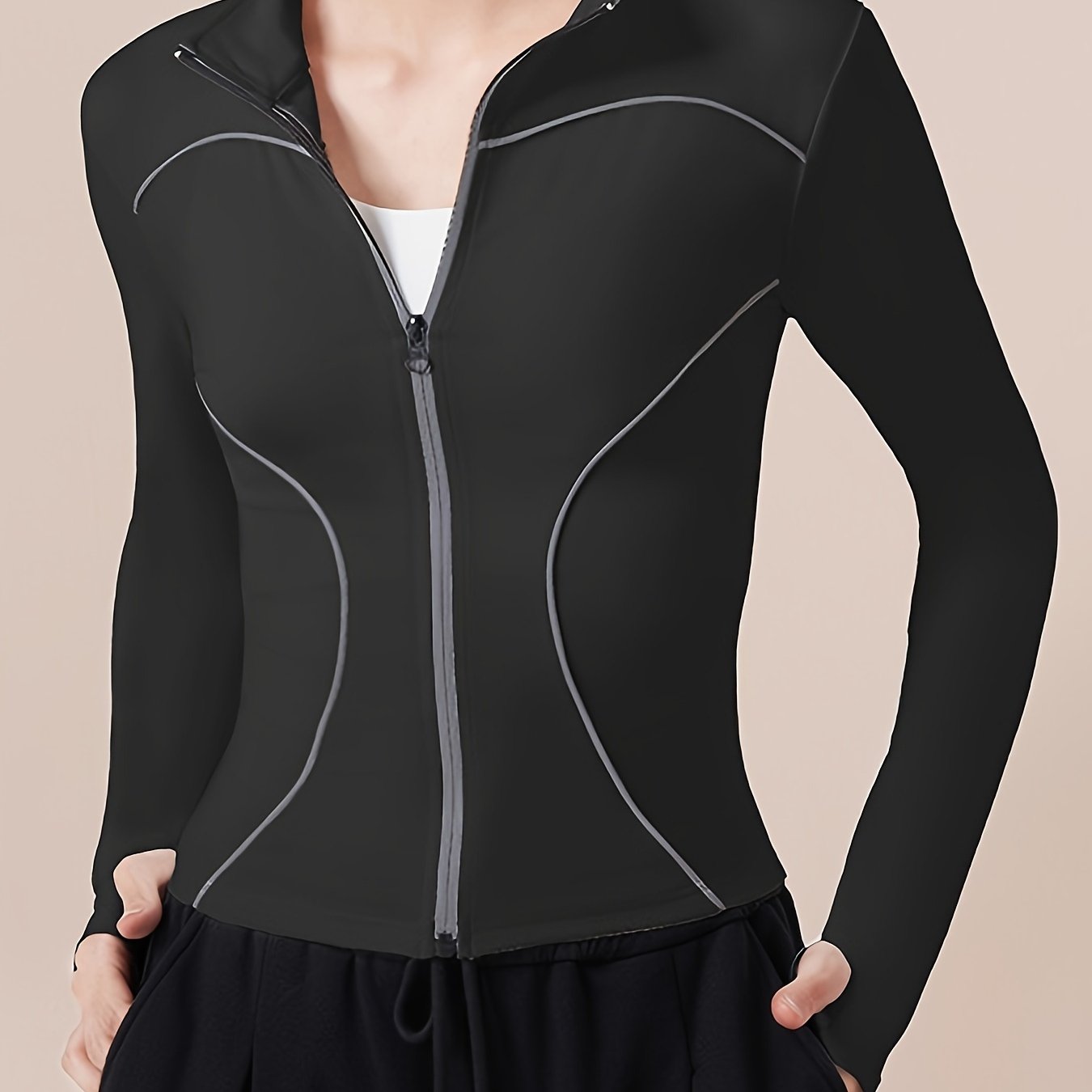 Girls Reflective Fleece Zip Up Yoga Jacket for Fall Winter