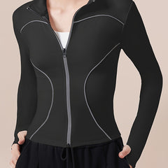 Girls Reflective Fleece Zip Up Yoga Jacket for Fall Winter