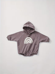 Rainbow Pattern Long-sleeved Jumpsuit Hoodie