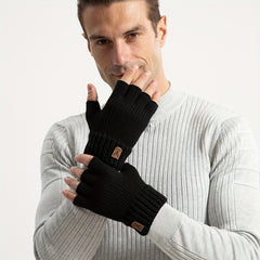 Winter Touch Screen Knitted Half Finger Gloves Men Women