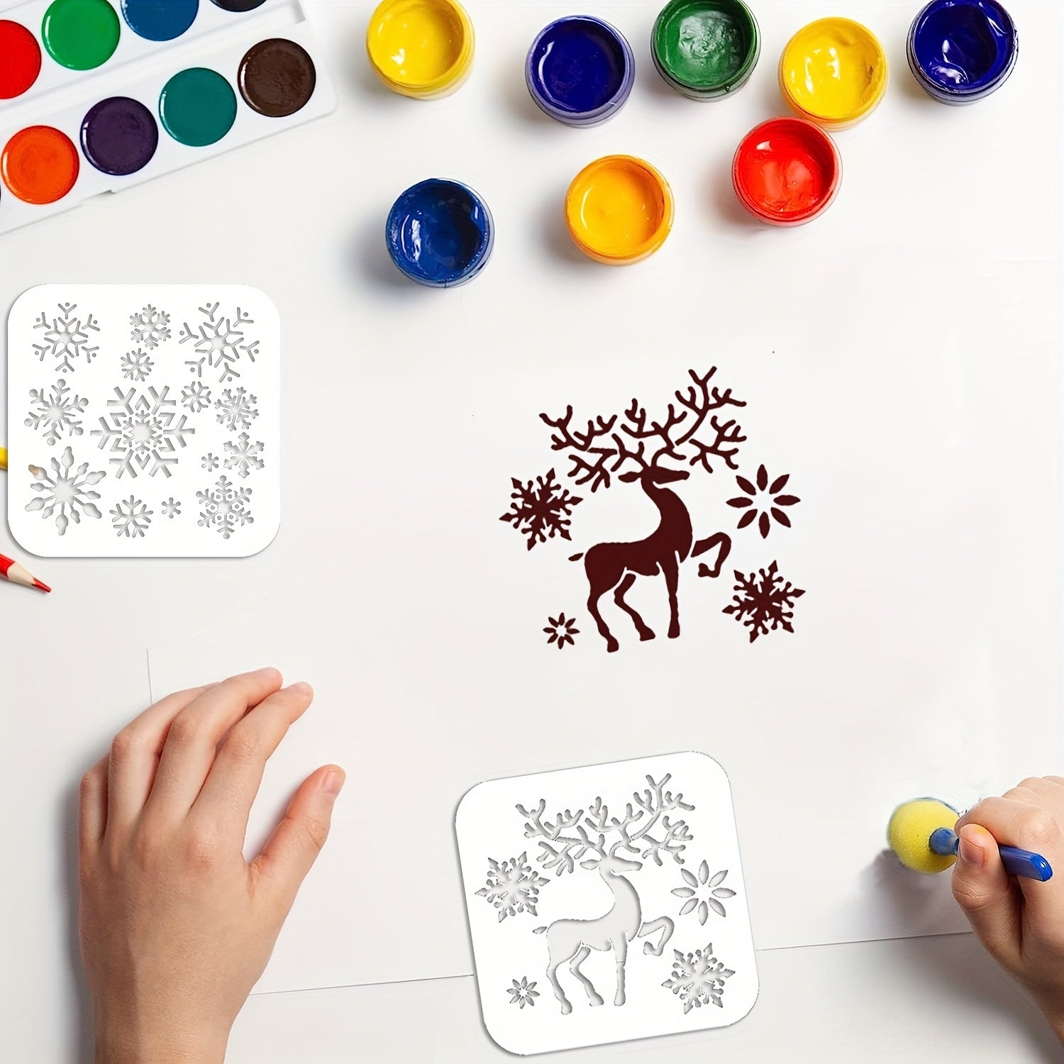 9pcs Christmas Stencils for Wall Wood Painting Decor Template