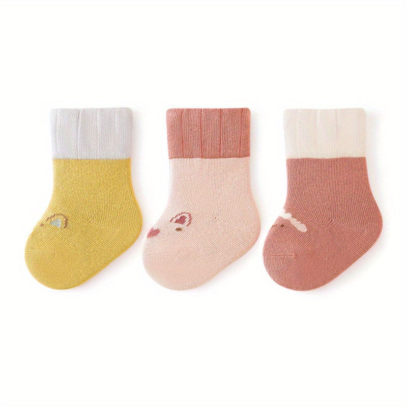 3 Pairs Baby Cartoon Pattern Socks for Autumn Winter