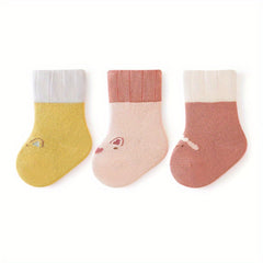 3 Pairs Baby Cartoon Pattern Socks for Autumn Winter