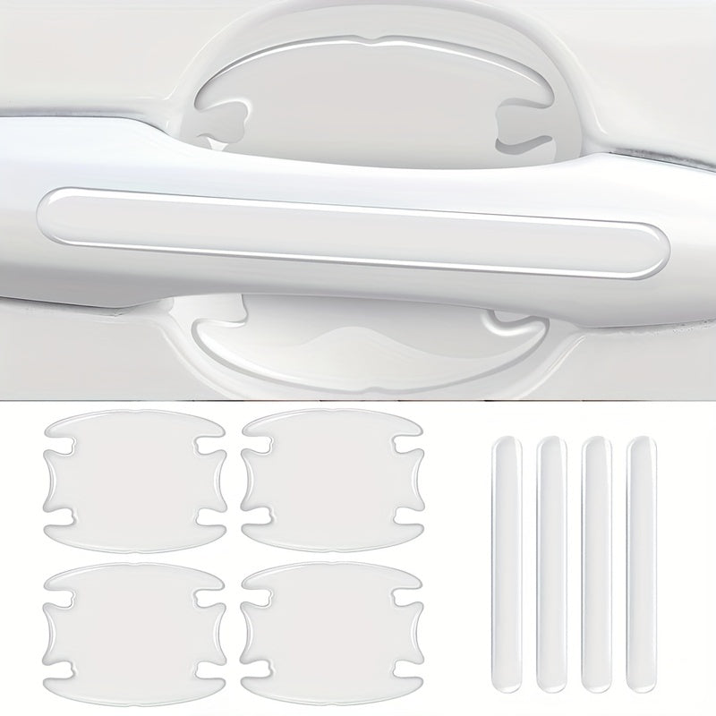 8Pcs Car Door Handle Sticker Scratch Resistant Cover Auto Protection Film