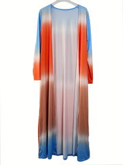 Women's Plus Ombre Print Long Sleeve Cardigan & Tube Jumpsuit Set