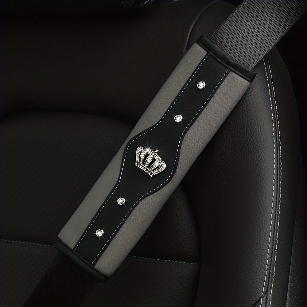 Crown Glitter Car Seat Belt Shoulder Protector PU Leather