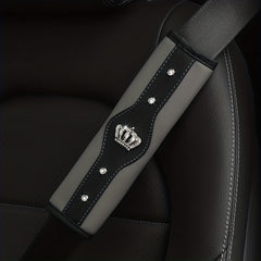 Crown Glitter Car Seat Belt Shoulder Protector PU Leather