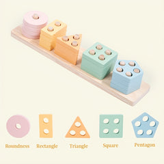 Montessori Geometric Shape Stacking Blocks Educational Toy